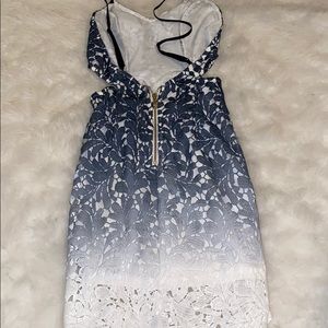 Blue-white ombrè mini dress